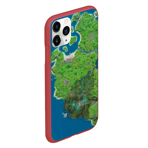 Чехол iPhone 11 Pro матовый Fortnite карта / 3D-Красный – фото 2