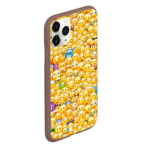 Чехол iPhone 11 Pro матовый Смайлики Emoji / 3D-Коричневый – фото 2