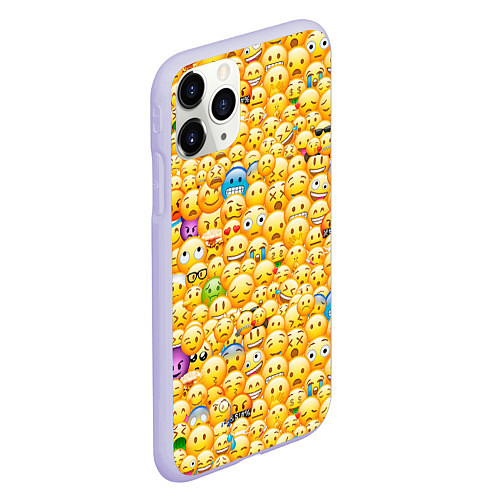 Чехол iPhone 11 Pro матовый Смайлики Emoji / 3D-Светло-сиреневый – фото 2