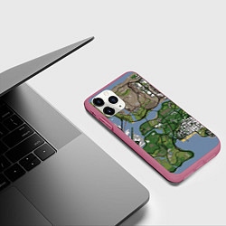 Чехол iPhone 11 Pro матовый San andreas, цвет: 3D-малиновый — фото 2