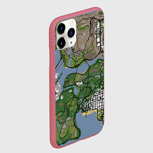 Чехол iPhone 11 Pro матовый San andreas / 3D-Малиновый – фото 2