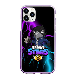 Чехол iPhone 11 Pro матовый BRAWL STARS CROW, цвет: 3D-сиреневый