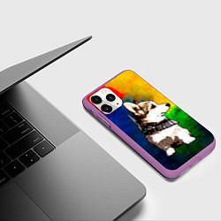 Чехол iPhone 11 Pro матовый Корги, цвет: 3D-фиолетовый — фото 2