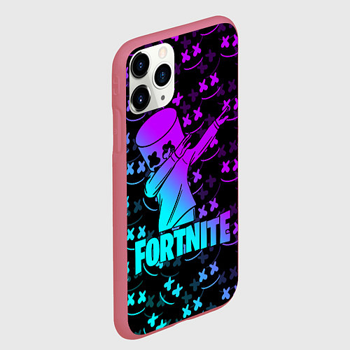 Чехол iPhone 11 Pro матовый FORTNITE X MARSHMELLO / 3D-Малиновый – фото 2