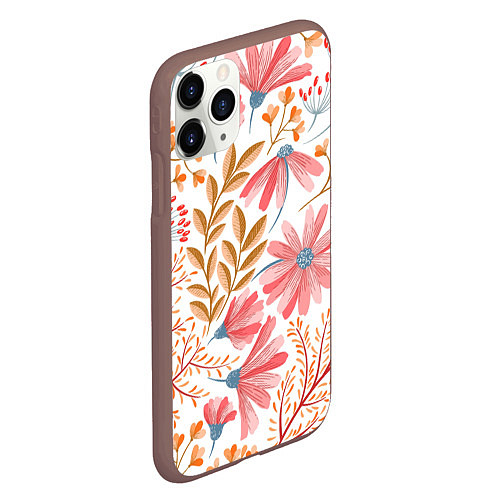 Чехол iPhone 11 Pro матовый Цветы / 3D-Коричневый – фото 2