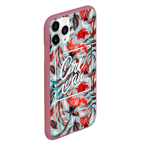 Чехол iPhone 11 Pro матовый Girl Can / 3D-Малиновый – фото 2