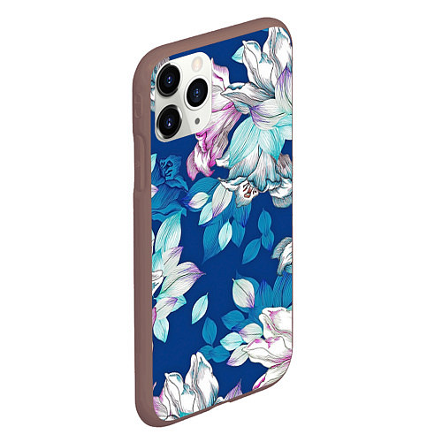 Чехол iPhone 11 Pro матовый Нежные цветы / 3D-Коричневый – фото 2