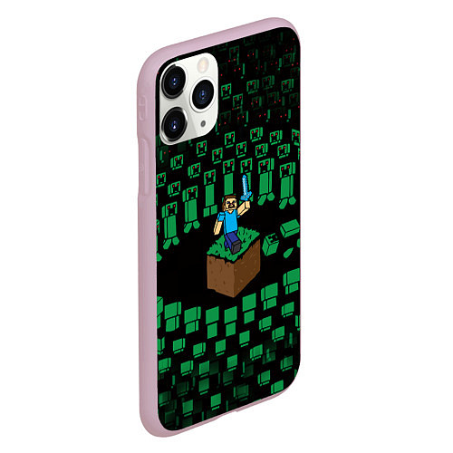 Чехол iPhone 11 Pro матовый MINECRAFT / 3D-Розовый – фото 2