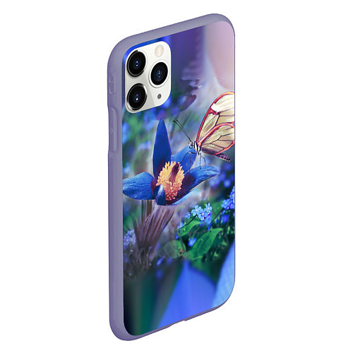 Чехол iPhone 11 Pro матовый Бабочка / 3D-Серый – фото 2