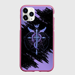 Чехол iPhone 11 Pro матовый Стальной алхимик, цвет: 3D-малиновый