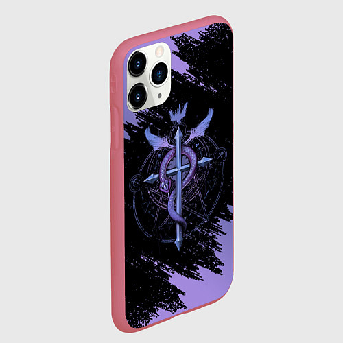 Чехол iPhone 11 Pro матовый Стальной алхимик / 3D-Малиновый – фото 2