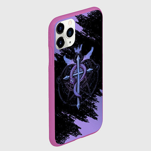Чехол iPhone 11 Pro матовый Стальной алхимик / 3D-Фиолетовый – фото 2