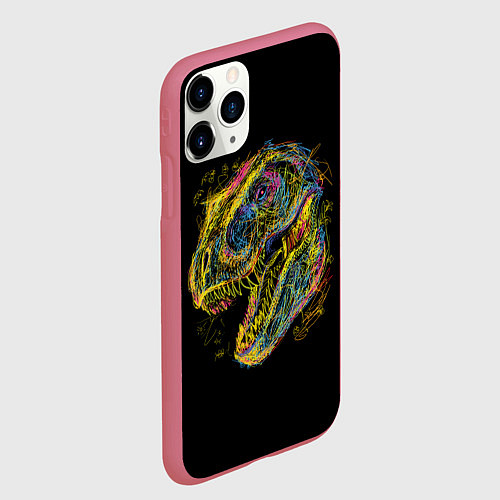 Чехол iPhone 11 Pro матовый Тираннозавр Рекс / 3D-Малиновый – фото 2