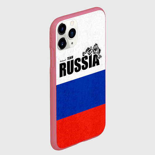 Чехол iPhone 11 Pro матовый Russia / 3D-Малиновый – фото 2