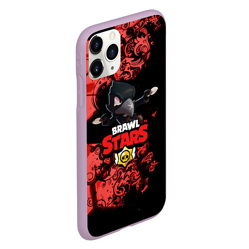 Чехол iPhone 11 Pro матовый BRAWL STARS CROW / 3D-Сиреневый – фото 2