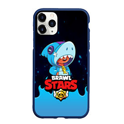 Чехол iPhone 11 Pro матовый BRAWL STARS LEON SHARK, цвет: 3D-тёмно-синий