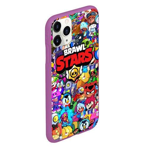 Чехол iPhone 11 Pro матовый BRAWL STARS / 3D-Фиолетовый – фото 2