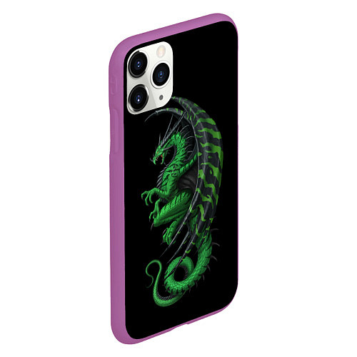 Чехол iPhone 11 Pro матовый Green Dragon / 3D-Фиолетовый – фото 2