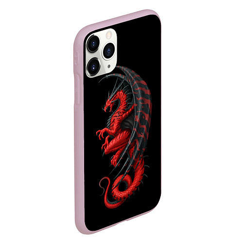 Чехол iPhone 11 Pro матовый Red Dragon / 3D-Розовый – фото 2