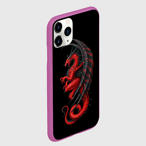 Чехол iPhone 11 Pro матовый Red Dragon / 3D-Фиолетовый – фото 2