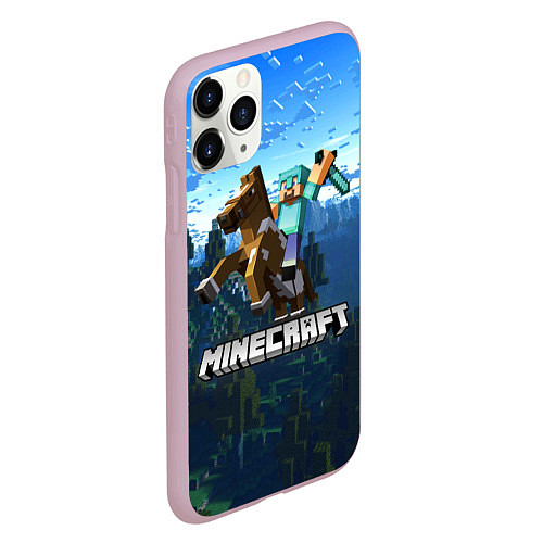 Чехол iPhone 11 Pro матовый Minecraft Майнкрафт / 3D-Розовый – фото 2