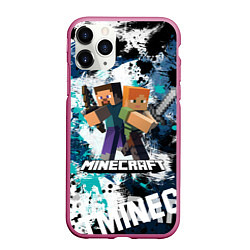 Чехол iPhone 11 Pro матовый Minecraft Майнкрафт, цвет: 3D-малиновый