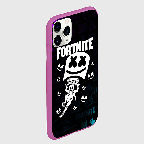 Чехол iPhone 11 Pro матовый Fortnite x Marshmello x Games / 3D-Фиолетовый – фото 2