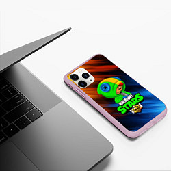 Чехол iPhone 11 Pro матовый BRAWL STARS LEON, цвет: 3D-розовый — фото 2
