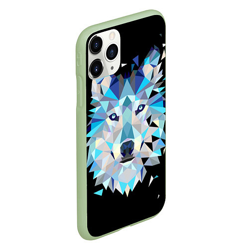 Чехол iPhone 11 Pro матовый Волк / 3D-Салатовый – фото 2