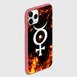 Чехол iPhone 11 Pro матовый Marilyn Manson логотип на брызгах, цвет: 3D-малиновый — фото 2