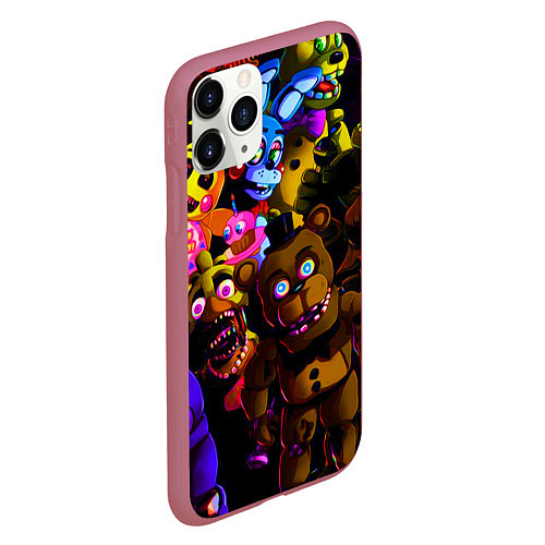 Чехол iPhone 11 Pro матовый Five Nights At Freddy's / 3D-Малиновый – фото 2