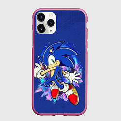 Чехол iPhone 11 Pro матовый Sonic, цвет: 3D-малиновый