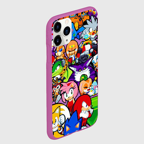 Чехол iPhone 11 Pro матовый Sonic Pixel Friends / 3D-Фиолетовый – фото 2