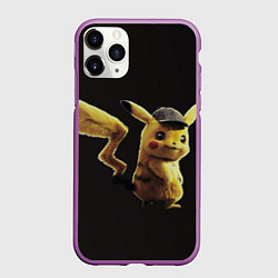Чехол iPhone 11 Pro матовый Детектив Пикачу, цвет: 3D-фиолетовый