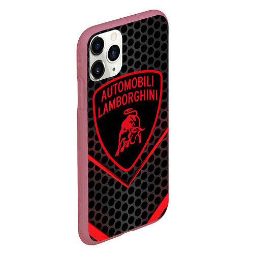 Чехол iPhone 11 Pro матовый Lamborghini / 3D-Малиновый – фото 2