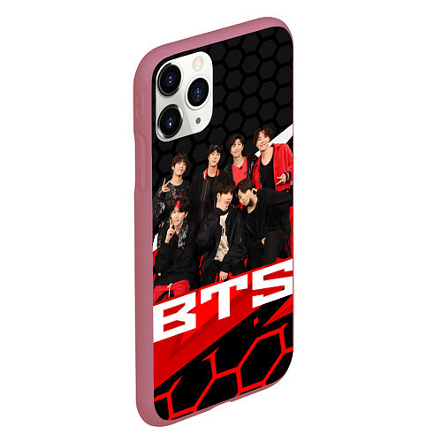 Чехол iPhone 11 Pro матовый BTS / 3D-Малиновый – фото 2