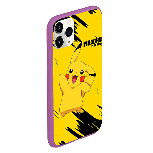 Чехол iPhone 11 Pro матовый PIKACHU: PIKA PIKA / 3D-Фиолетовый – фото 2