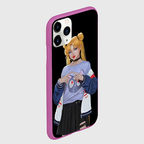 Чехол iPhone 11 Pro матовый СЕЙЛОР МУН / 3D-Фиолетовый – фото 2