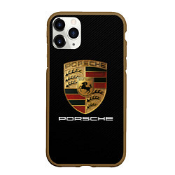 Чехол iPhone 11 Pro матовый PORSCHE, цвет: 3D-коричневый