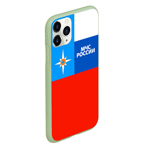 Чехол iPhone 11 Pro матовый Флаг МЧС России / 3D-Салатовый – фото 2