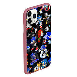 Чехол iPhone 11 Pro матовый Sonic паттерн, цвет: 3D-малиновый — фото 2