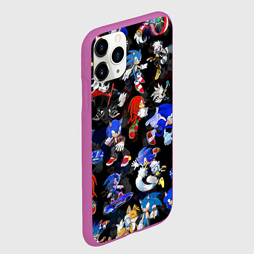 Чехол iPhone 11 Pro матовый Sonic паттерн / 3D-Фиолетовый – фото 2