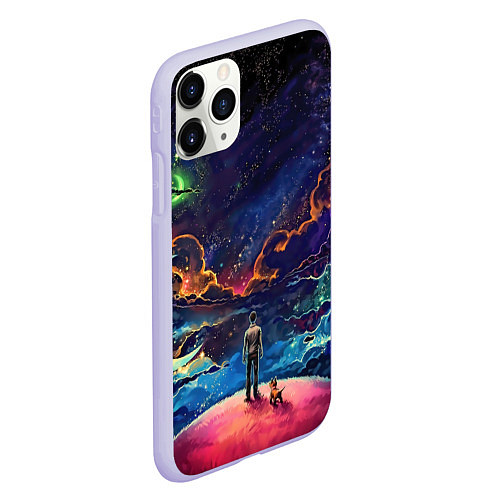Чехол iPhone 11 Pro матовый Космос / 3D-Светло-сиреневый – фото 2