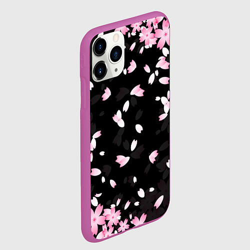 Чехол iPhone 11 Pro матовый САКУРА / 3D-Фиолетовый – фото 2