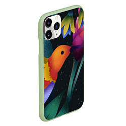 Чехол iPhone 11 Pro матовый Колибри, цвет: 3D-салатовый — фото 2