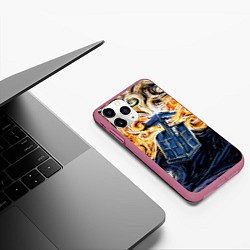 Чехол iPhone 11 Pro матовый Van Gogh Tardis, цвет: 3D-малиновый — фото 2