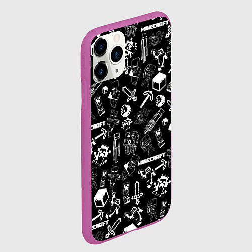 Чехол iPhone 11 Pro матовый Minecraft pattern / 3D-Фиолетовый – фото 2