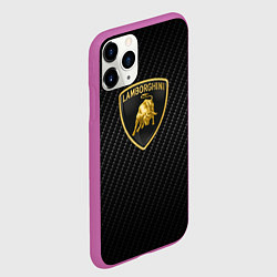 Чехол iPhone 11 Pro матовый Lamborghini logo n carbone, цвет: 3D-фиолетовый — фото 2