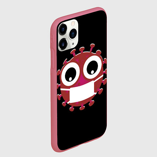 Чехол iPhone 11 Pro матовый Вирус в маске / 3D-Малиновый – фото 2