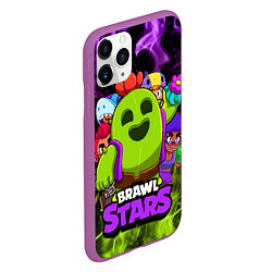 Чехол iPhone 11 Pro матовый BRAWL STARS SPIKE, цвет: 3D-фиолетовый — фото 2